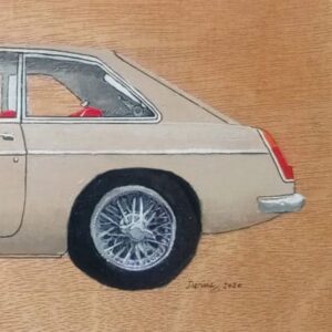 custom car portrait, bespoke car portrait, MGB original art