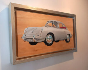 porsche art: porsche 356C painting on wood