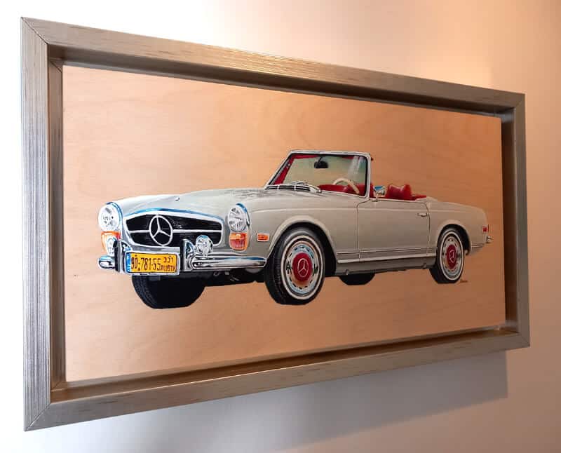 Automotive Art on Wood: Mercedes 280SL